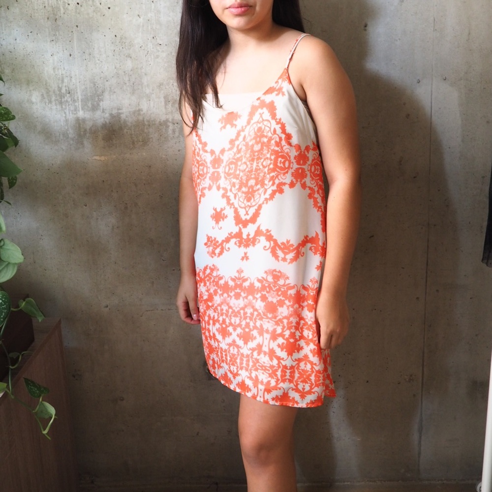 Charlotte Russe Orange and Cream Dress